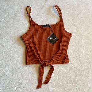 Zaful burnt orange cropped tank top small